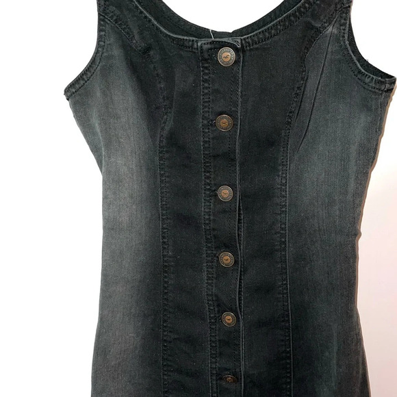 Hollister Charcoal Black Button Front Denim Mini Dress Xsmall Women’s - Picture 4 of 12